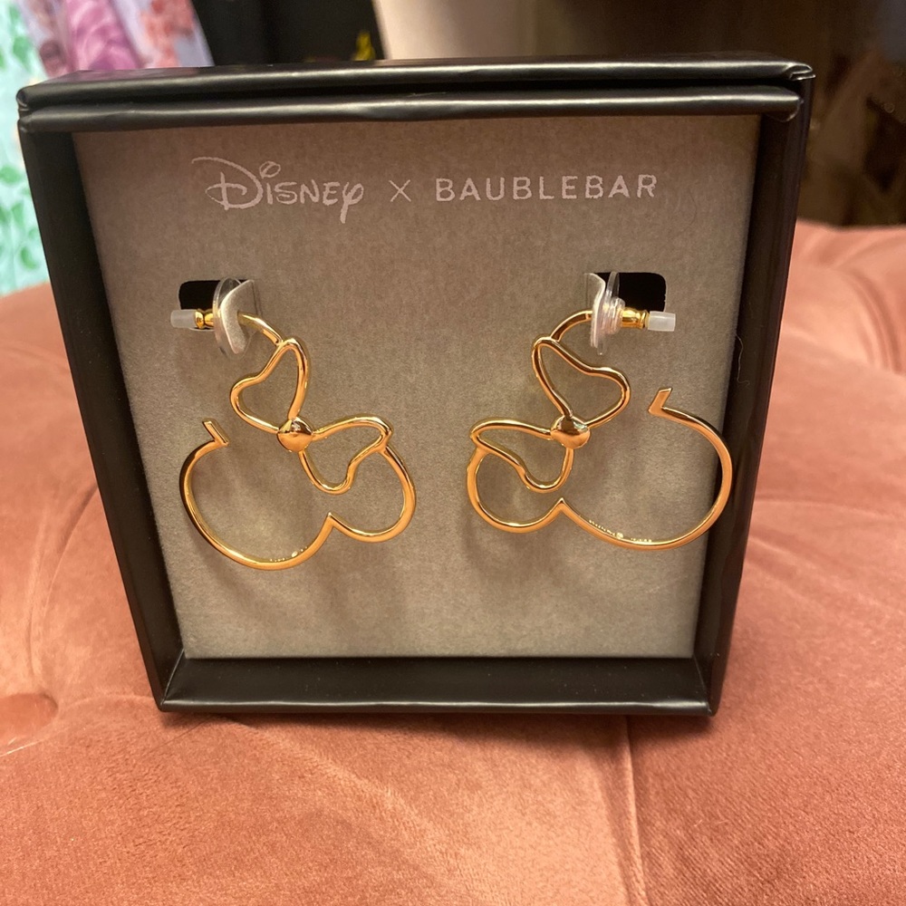 BaubleBar Minnie Mouse Outline Hoop Earrings
